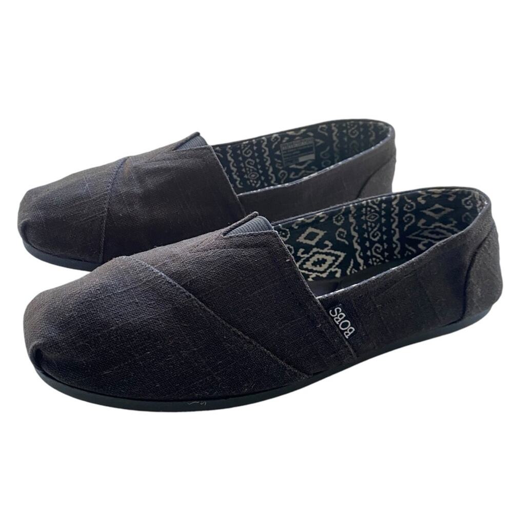 Black Bobs by Sketchers Size 9.5 with Memory Foam Slide-On Shoes Flats